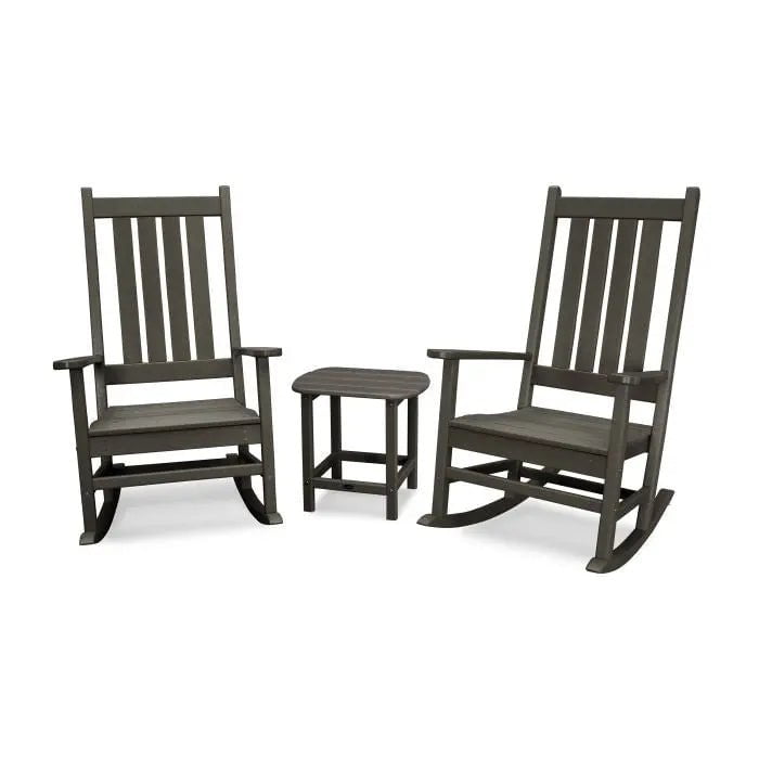 POLYWOOD Vineyard 3-Piece Rocking Set Outdoor Furniture Sets Vintage Coffee PWS355-1VCF