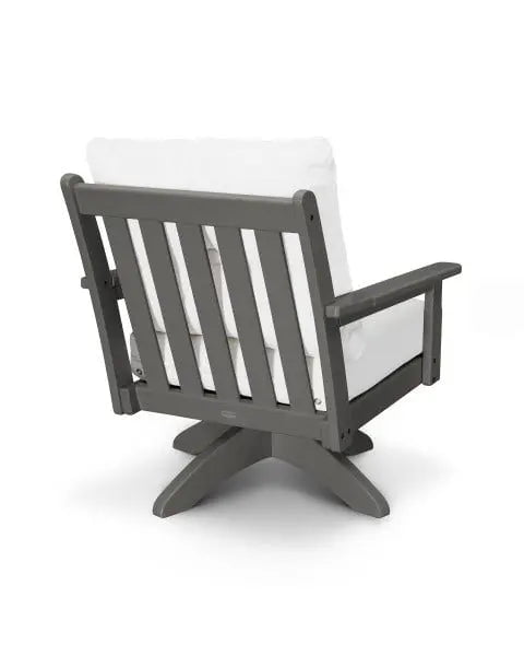 POLYWOOD Vineyard Deep Seating Swivel Chair in Vintage Coffee and Cast Ash Cushion Outdoor Chairs 12037609