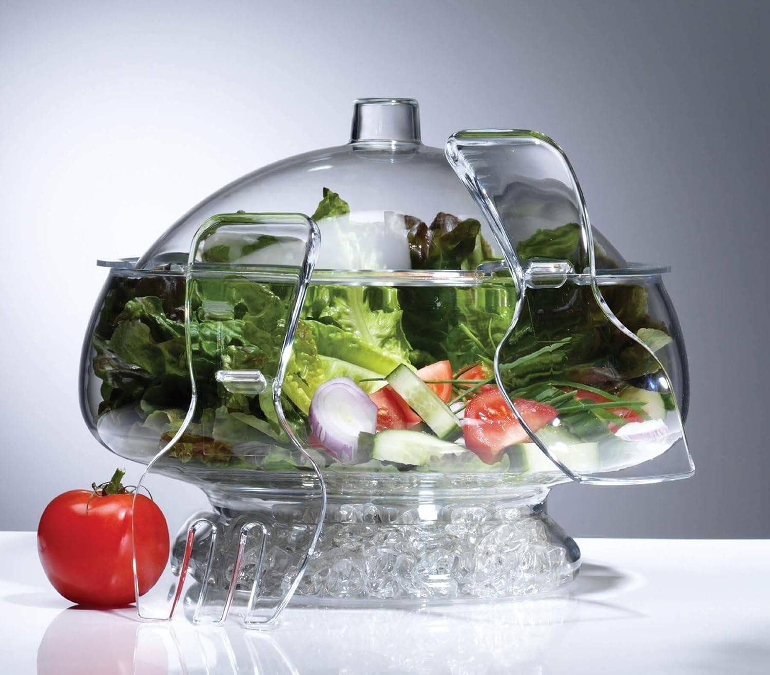 Prodyne Acrylic Salad Bowl & Servers, Clear Serveware 12047491