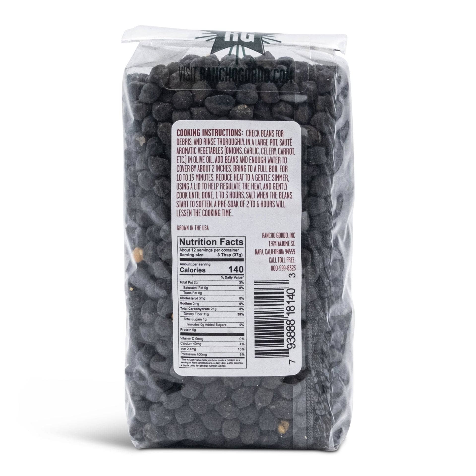 Rancho Gordo Black Garbanzo Beans, Dried