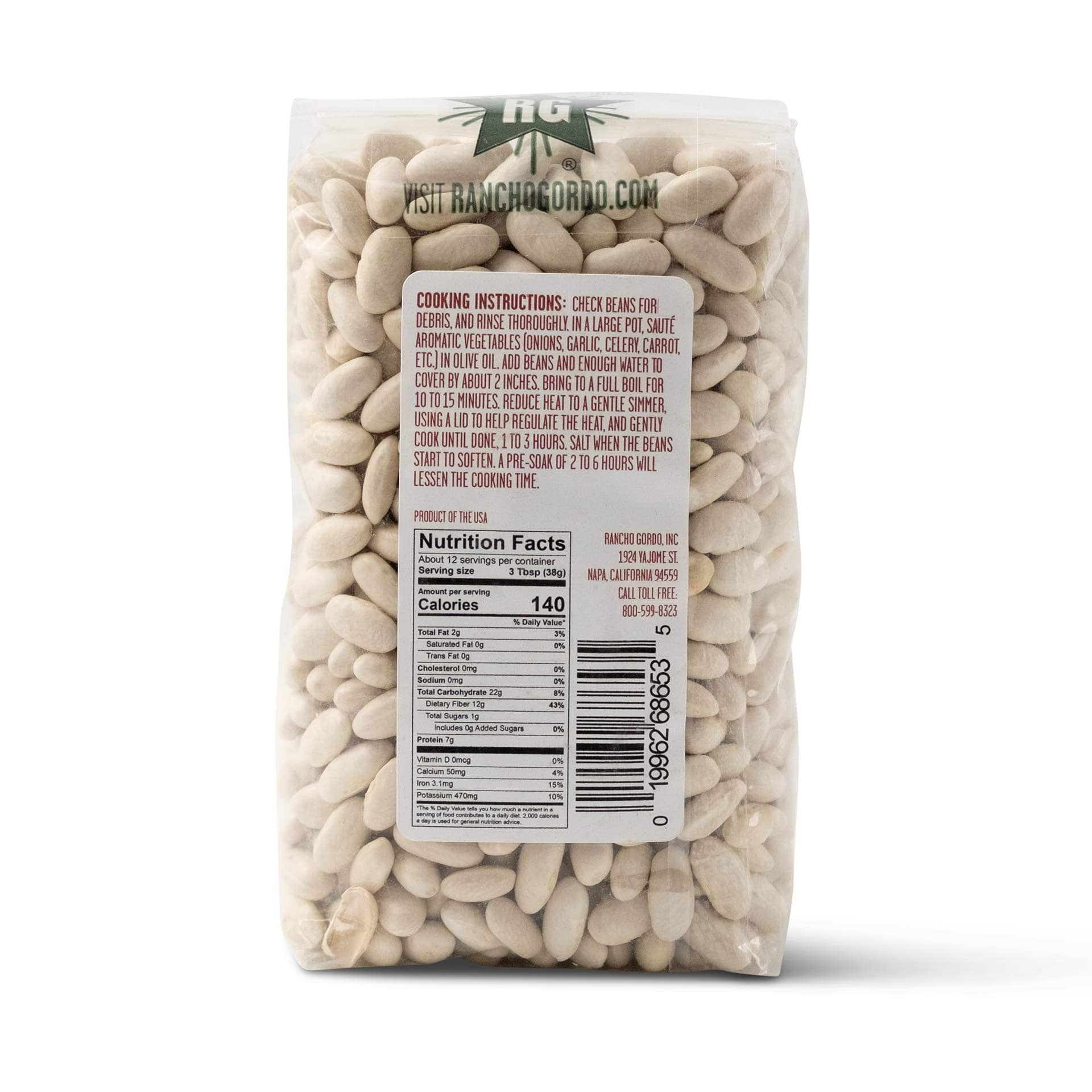 Rancho Gordo Marcella Beans, Dry