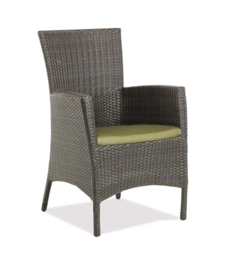 SALE! Ratana Palm Harbor Arm Chair in Leather Antique Brown Weave with Aries Marble Seat Cushion 12038942