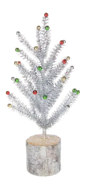 Silver Tinsel Trees with Wood Base Seasonal & Holiday Decorations Large 12045111