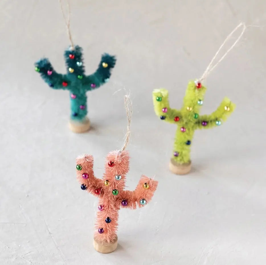 Sisal Cactus Ornament Holiday Ornaments Dark Green Cactus 12039954