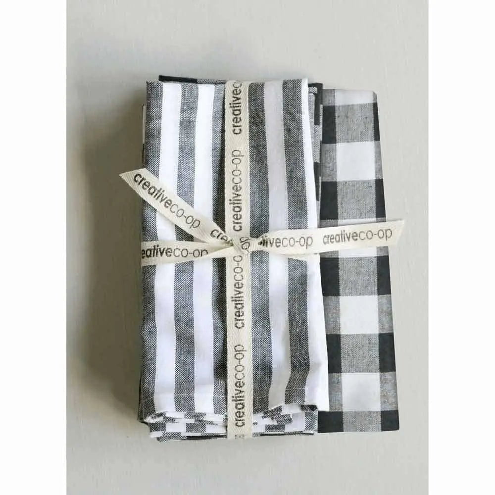 Square Black and White Cotton Napkins Cloth Napkins 12031926