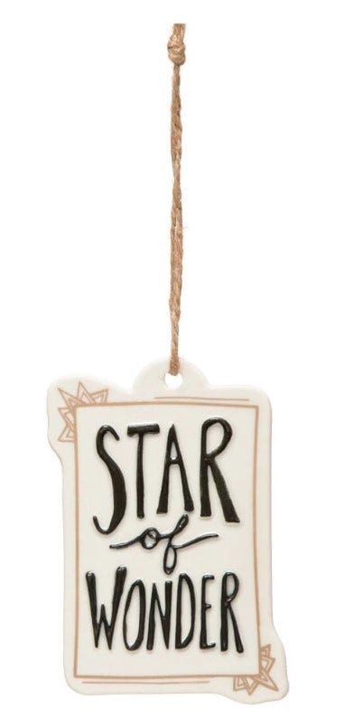 Stoneware Ornaments with Holiday Sayings Star of Wonder 12040010
