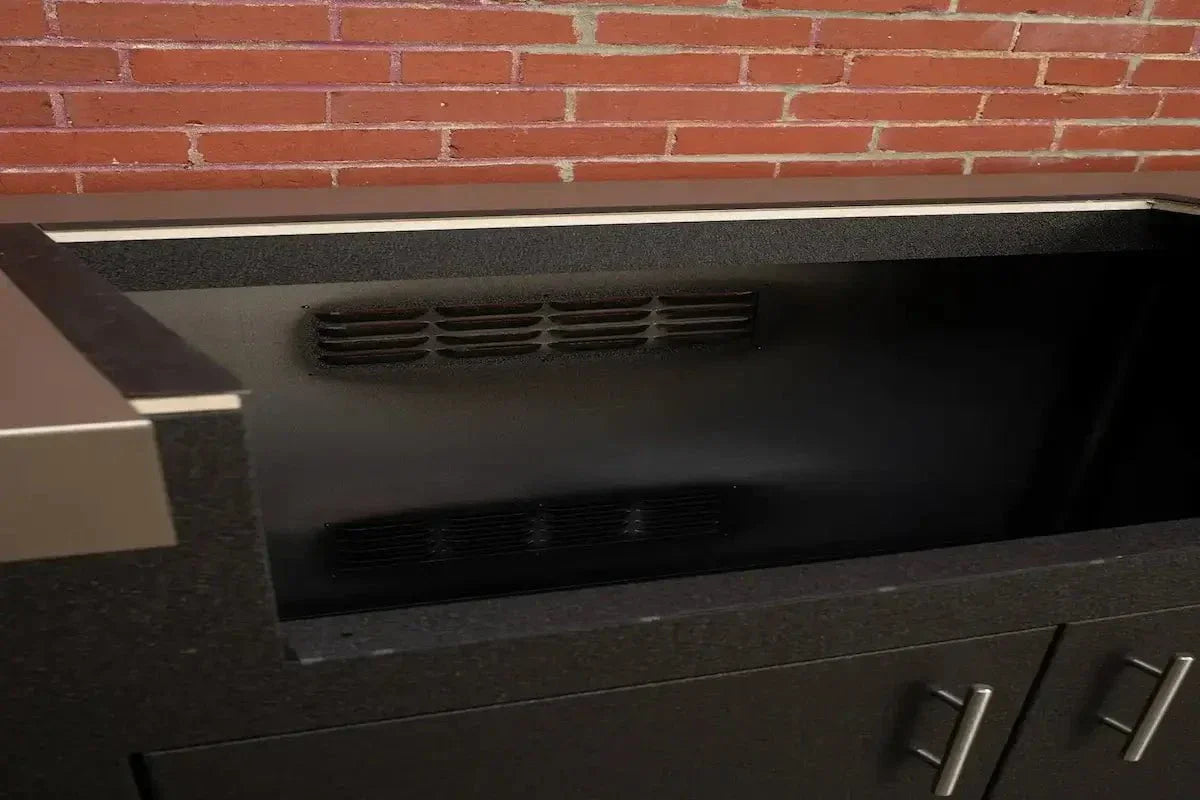 Stoll 71″ Graphite Kitchen Island with Concrete Top & Napoleon Stainless BBQ Grill Outdoor Kitchen