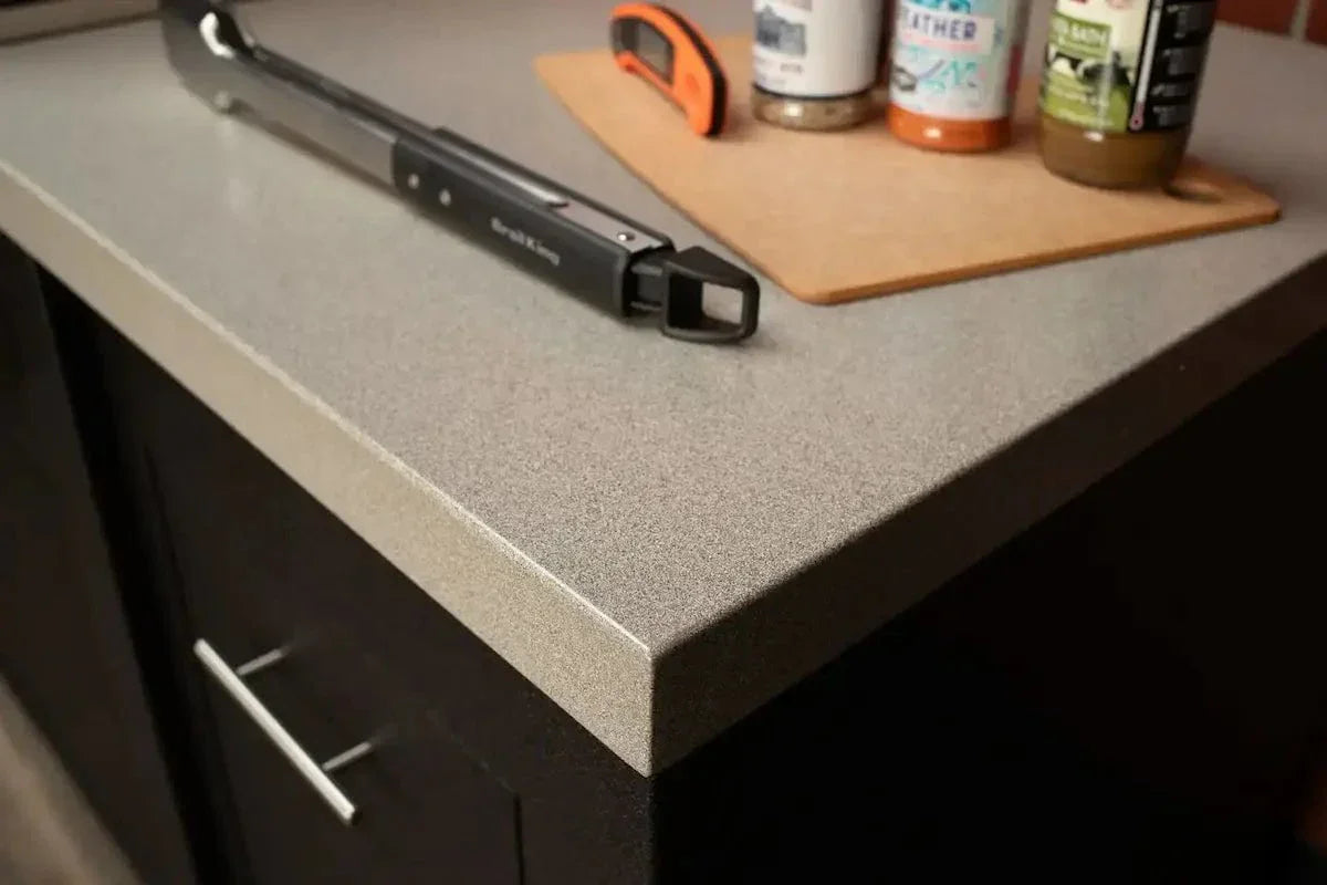 Stoll 71″ Graphite Outdoor Kitchen Island with Granite Top & Napoleon BIG32RB Matte Black BBQ Grill Outdoor Kitchen