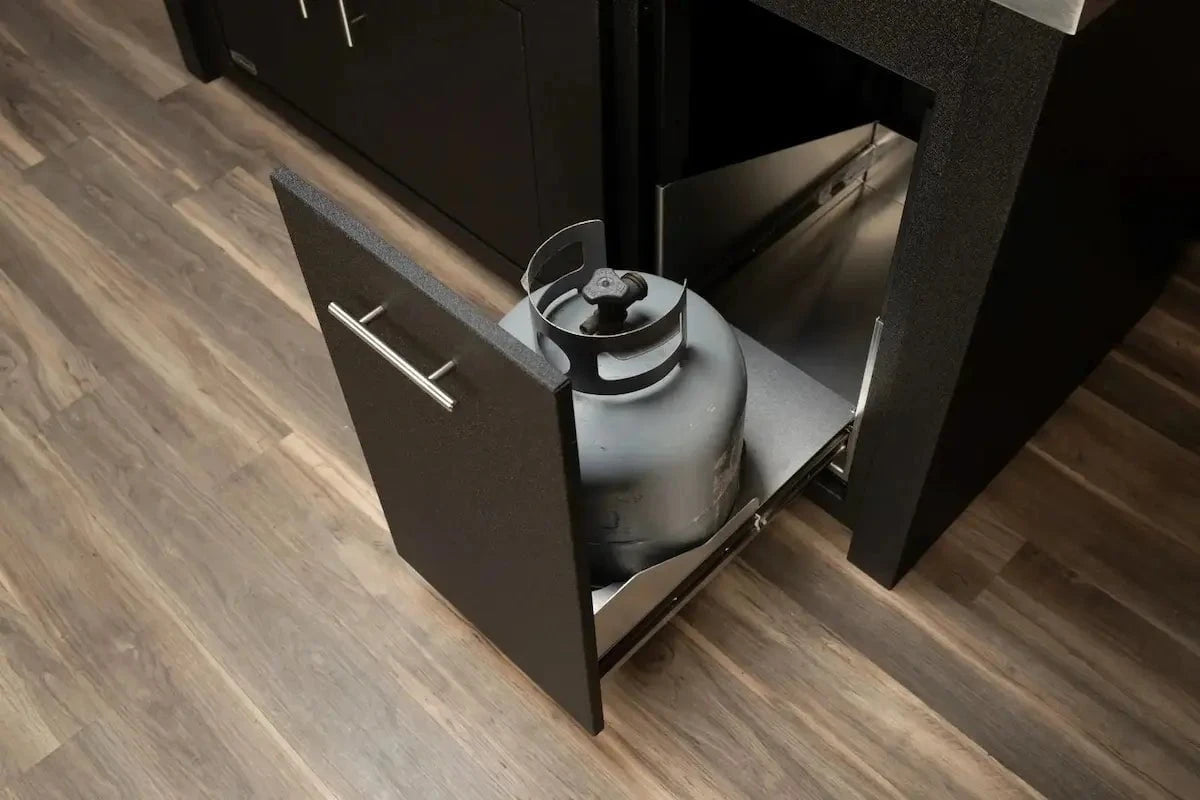 Stoll 71” Pre-Assembled Outdoor Kitchen Island + Napoleon BI32 Prestige Grill Head, Graphite with Brushed Stainless Top Outdoor Kitchen 12044867