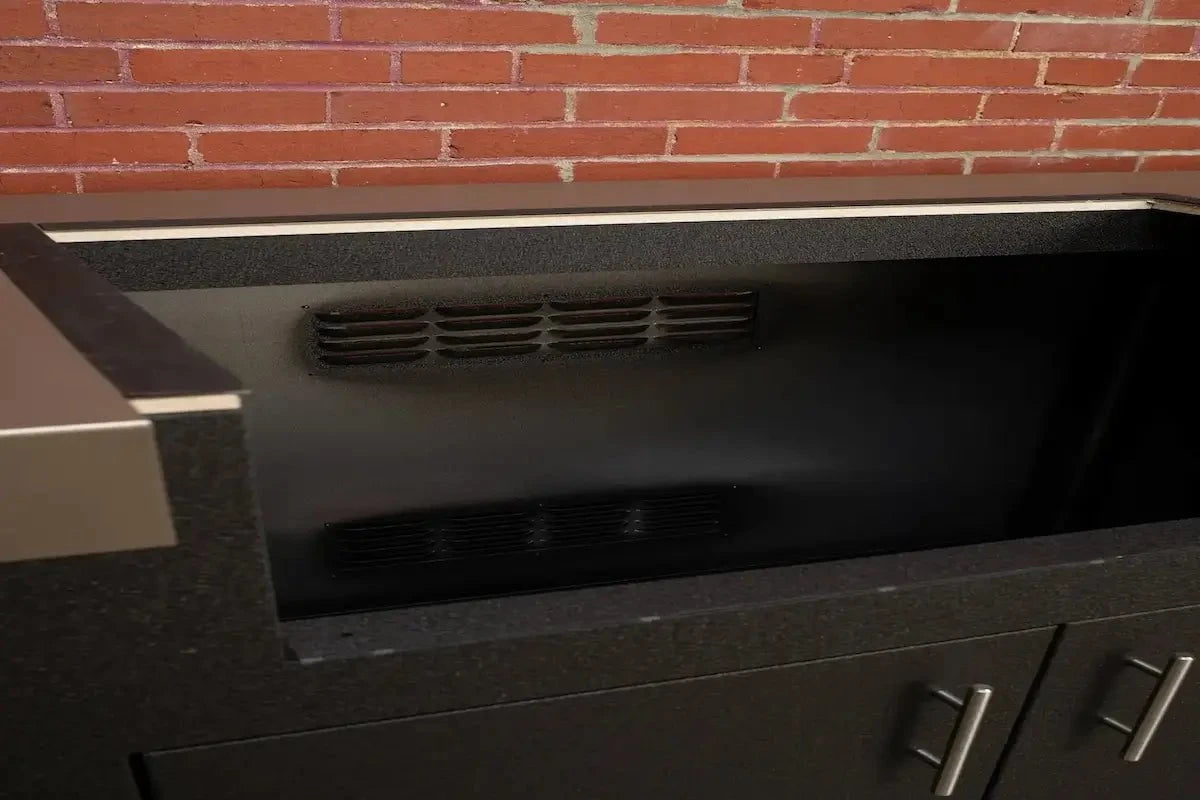 Stoll 71” Pre-Assembled Outdoor Kitchen Island + Napoleon BI32 Prestige Grill Head, Graphite with Concrete Style Top Outdoor Kitchen 12044869