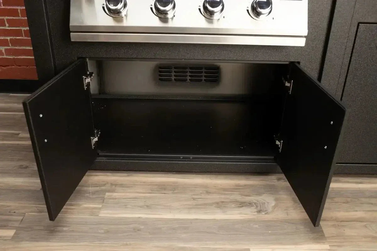 Stoll 71” Pre-Assembled Outdoor Kitchen Island + Napoleon BI32 Prestige Grill Head, Graphite with Granite Style Top Grill Heads