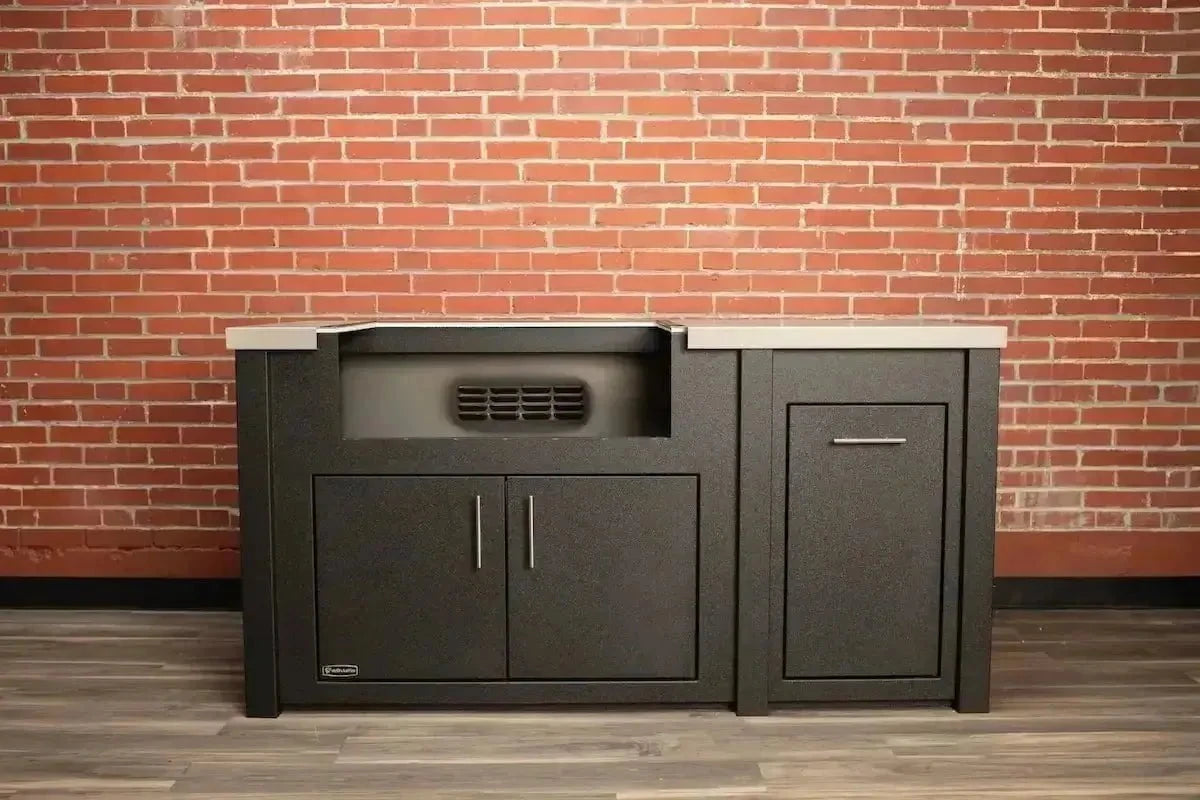 Stoll 71” Pre-Assembled Outdoor Kitchen Island + Napoleon BI32 Prestige Grill Head, Graphite with Granite Style Top Outdoor Kitchen 12044868