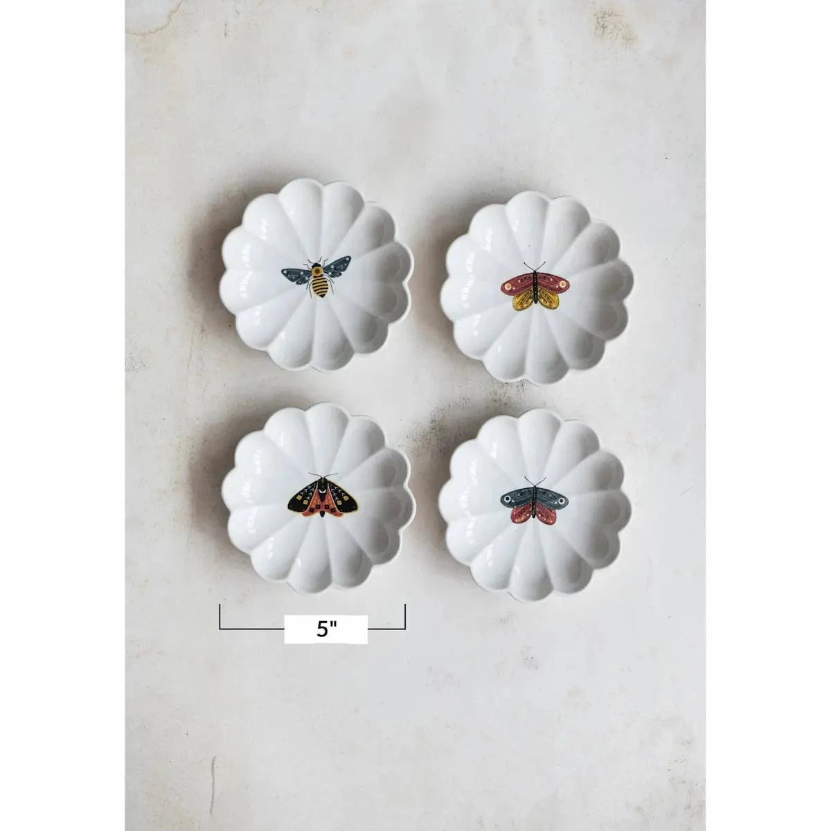 Stoneware Fluted Dish with Insect Decorative Trays