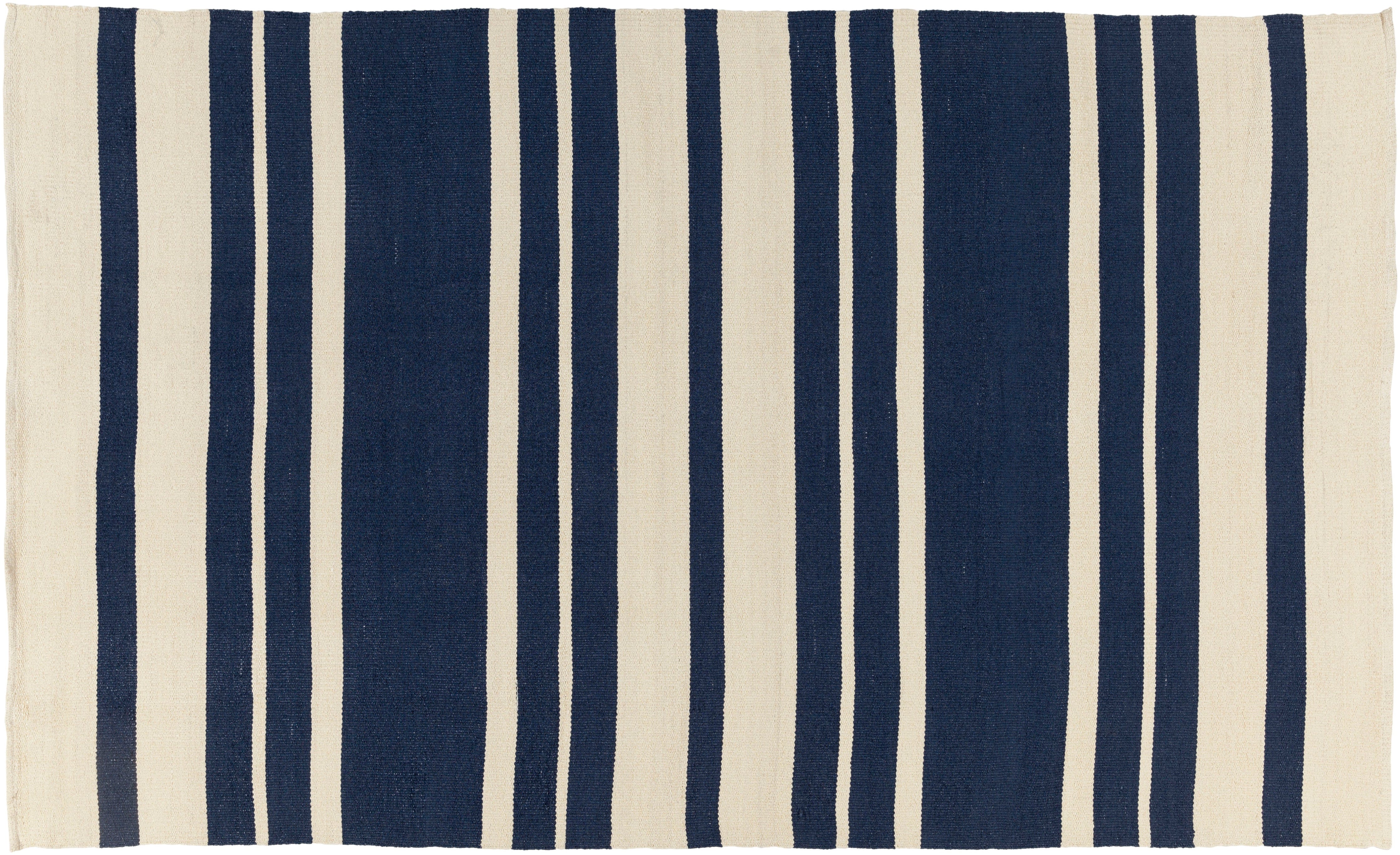 Surya Outdoor Rug, Picnic Navy Blue/Cream Stripe 12028236