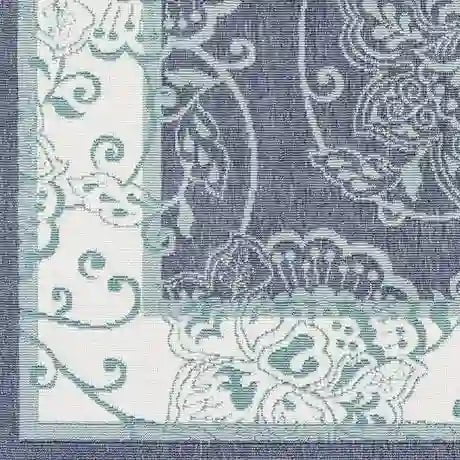 Surya 8 feet - 9 inch Round Alfresco Blue & White Outdoor Rug 12029869