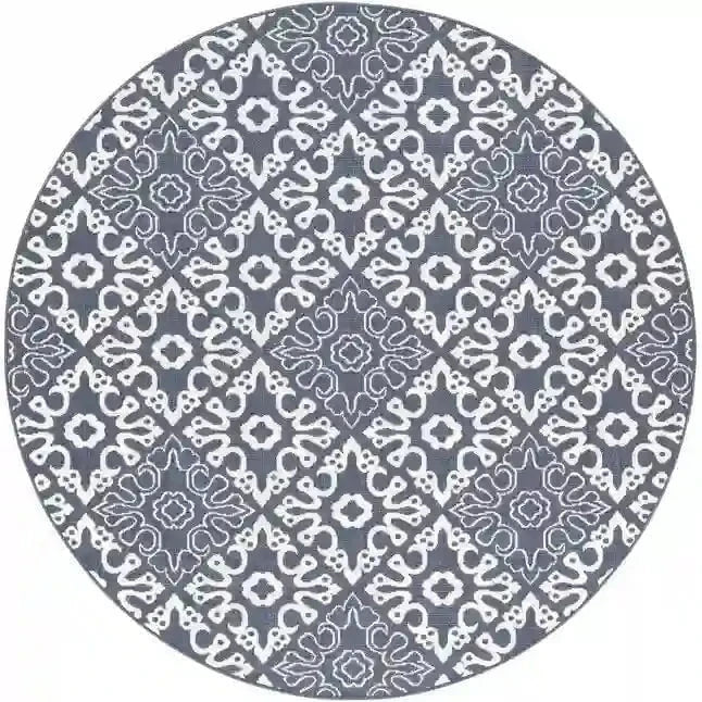 Surya 8'9" Round Charcoal & White Outdoor Rug 12029857
