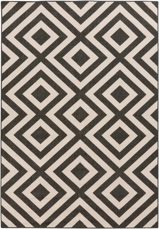 Surya 8x10 Geometric Black & Cream Outdoor Rug 12028225