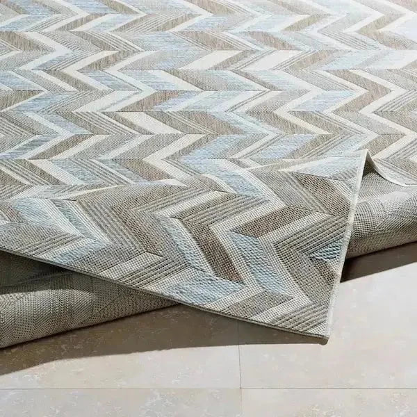 Surya Santa Cruz Beige & Light Blue Outdoor Rug 12029862