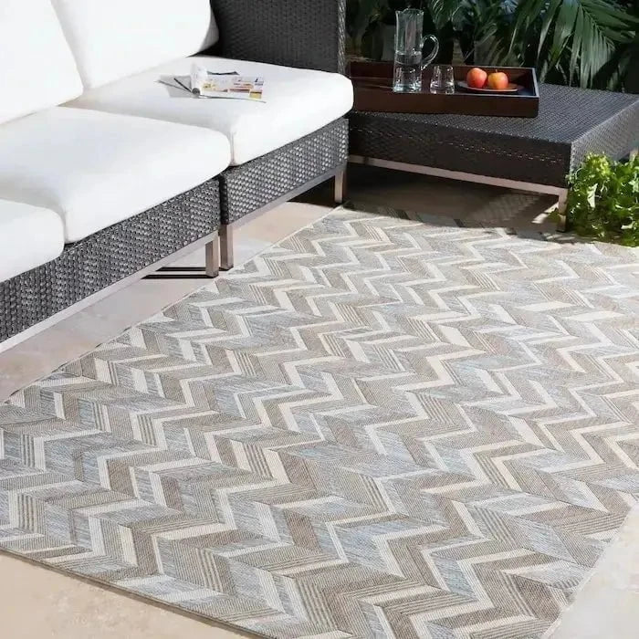 Surya Santa Cruz Beige & Light Blue Outdoor Rug 12029862
