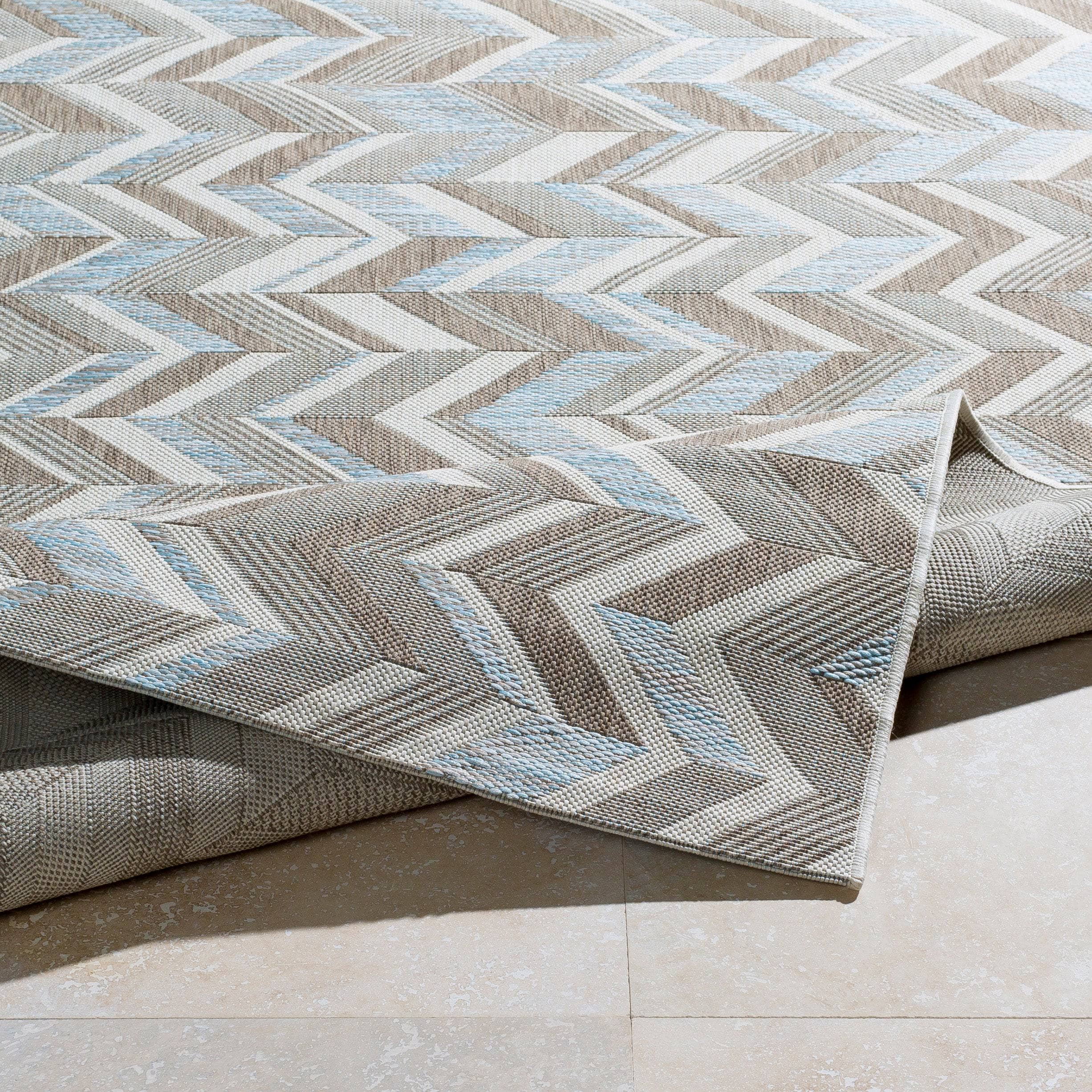 Surya Santa Cruz Beige & Light Blue Outdoor Rug