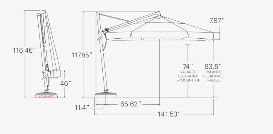 Treasure Garden 11' Octagon AKZP Cantilever Umbrella with Black Frame Outdoor Umbrellas & Sunshades