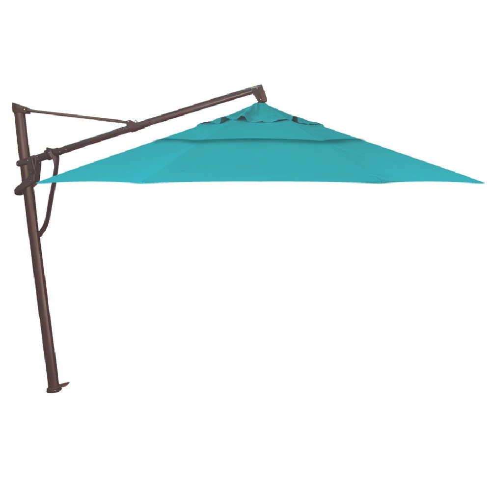 Treasure Garden 13' Octagon AKZP Cantilever Umbrella with Bronze Frame Outdoor Umbrellas & Sunshades Aqua, Grade C 12025969