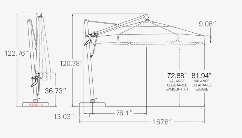Treasure Garden 13' Octagon AKZP Cantilever Umbrella with Bronze Frame Outdoor Umbrellas & Sunshades