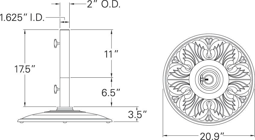 Treasure Garden 50lb Art Deco Umbrella Base with Black Finish Outdoor Umbrella Bases 12023957