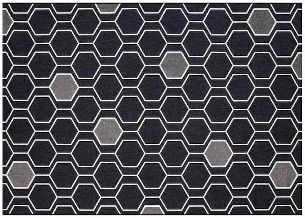 Treasure Garden 5x7 Geo Black Outdoor Rug 12031153