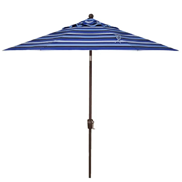 Treasure Garden 9' Octagon Auto Tilt Umbrella with Black Frame Outdoor Umbrellas & Sunshades Milano Cobalt Stripe, Grade A 12026600