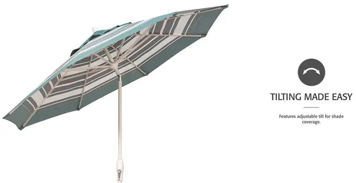 Treasure Garden 9' Octagon Auto Tilt Umbrella with Black Frame Outdoor Umbrellas & Sunshades