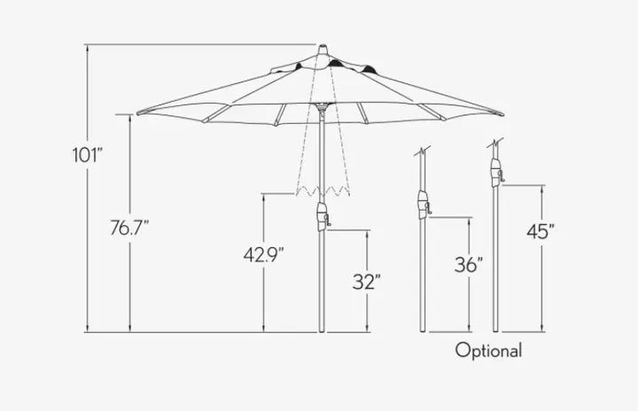 Treasure Garden 9' Octagon Auto Tilt Umbrella with Black Frame Outdoor Umbrellas & Sunshades