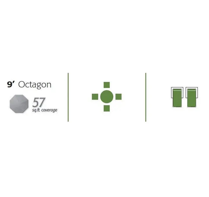 Treasure Garden 9' Octagon Auto Tilt Umbrella with Black Frame Outdoor Umbrellas & Sunshades