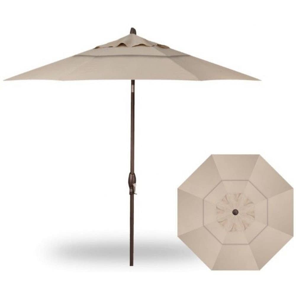 Treasure Garden 9' Octagon Auto Tilt Umbrella with Bronze Frame Outdoor Umbrellas & Sunshade Antique Beige, Grade A 12048794