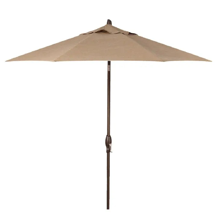 brown patio umbrella base with hidden wheels Treasure Garden 9' Octagon Auto Tilt Patio Umbrella, Bronze