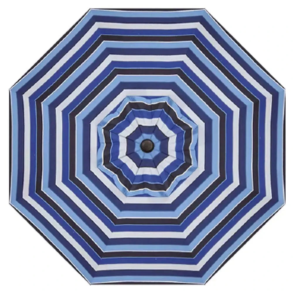 Treasure Garden 9' Octagon Push Button Tilt Umbrella with Black Frame Outdoor Umbrellas & Sunshade Milano Cobalt Stripe, Grade A 12026613