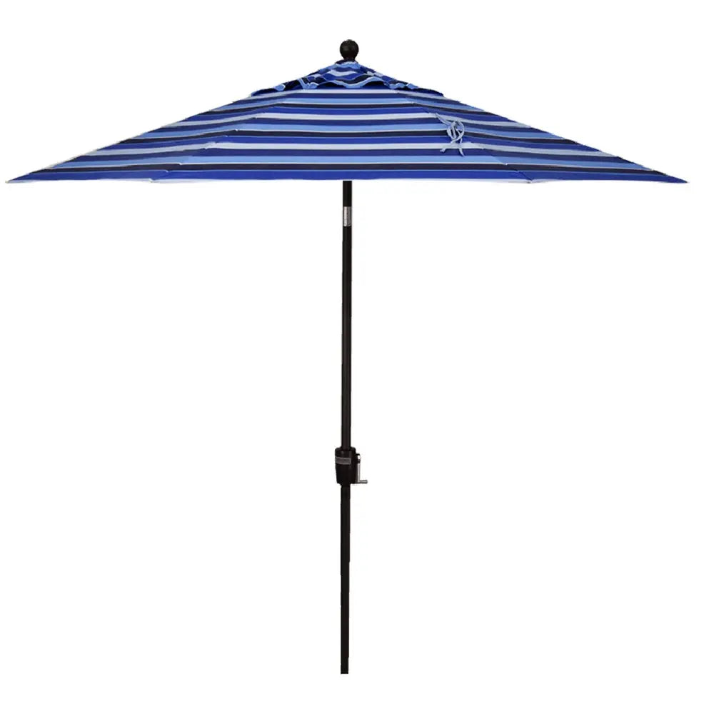 Treasure Garden 9' Octagon Push Button Tilt Umbrella with Black Frame Outdoor Umbrellas & Sunshade Milano Cobalt Stripe, Grade A 12026613