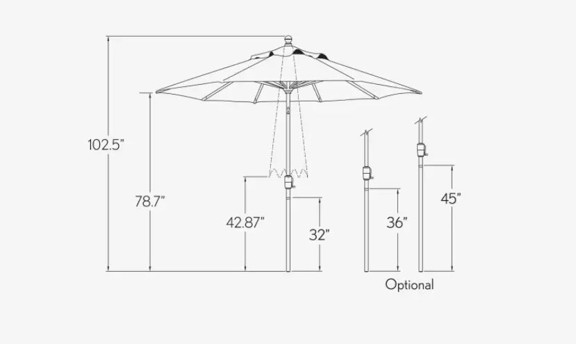 Treasure Garden 9' Octagon Push Button Tilt Umbrella with Black Frame Outdoor Umbrellas & Sunshade