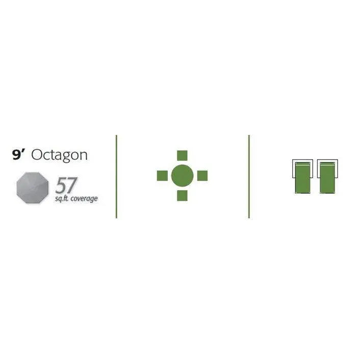 Treasure Garden 9' Octagon Push Button Tilt Umbrella with Black Frame Outdoor Umbrellas & Sunshade