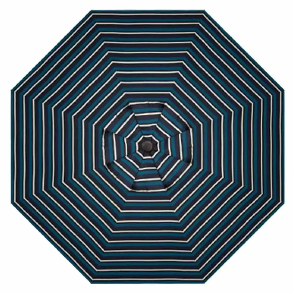 Treasure Garden 9' Octagon Push Button Tilt Umbrella with Black Frame Outdoor Umbrellas & Sunshade Providence Navy Stripe, Grade C 12039204