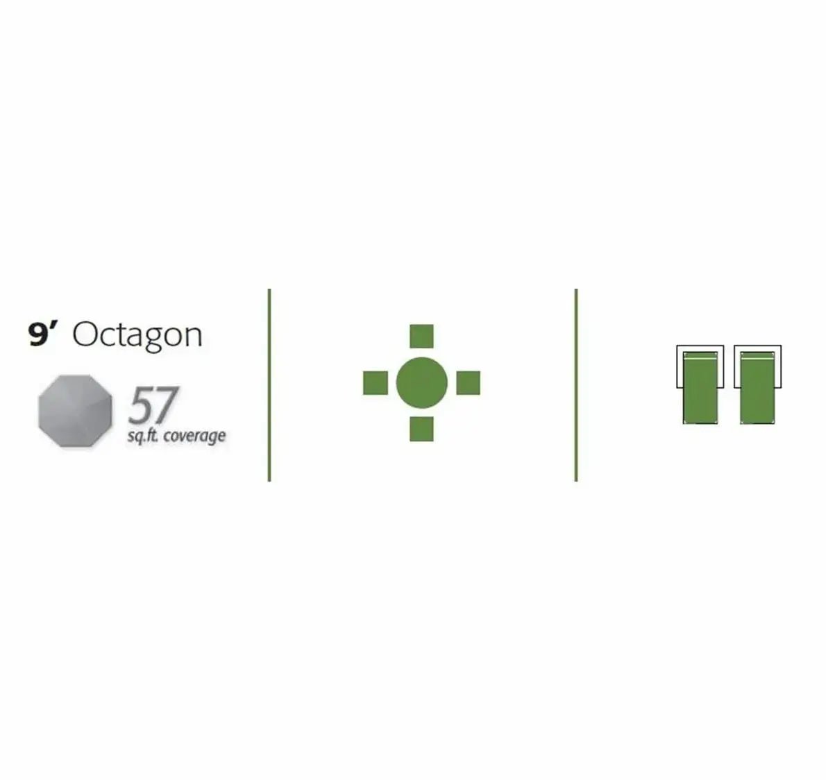 Treasure Garden 9' Octagon Push Button Tilt Umbrella with Bronze Frame Outdoor Umbrellas & Sunshade