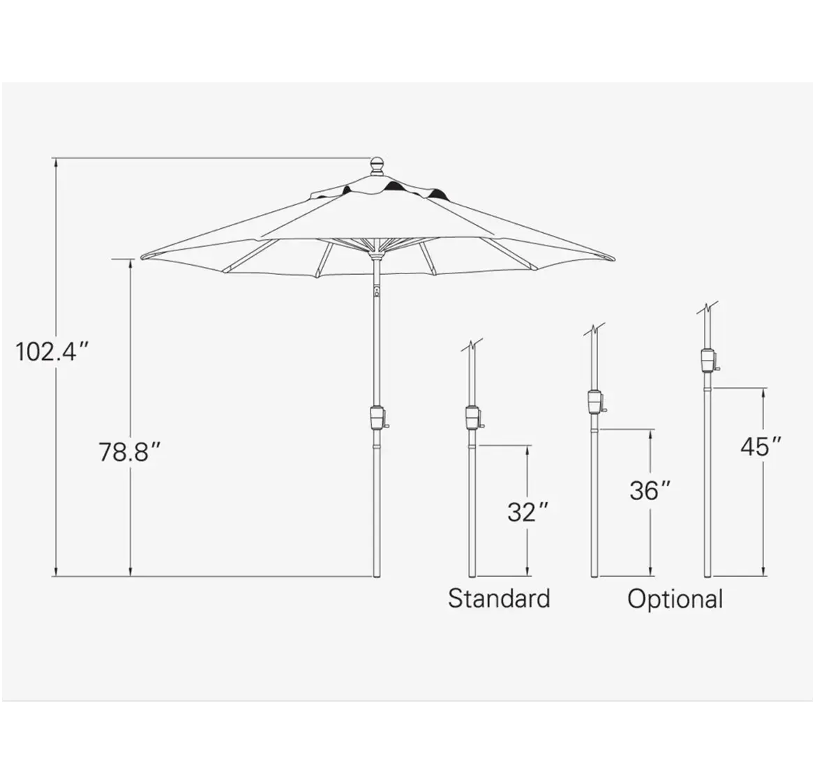 Treasure Garden 9' Octagon Push Button Tilt Umbrella with Bronze Frame Outdoor Umbrellas & Sunshade