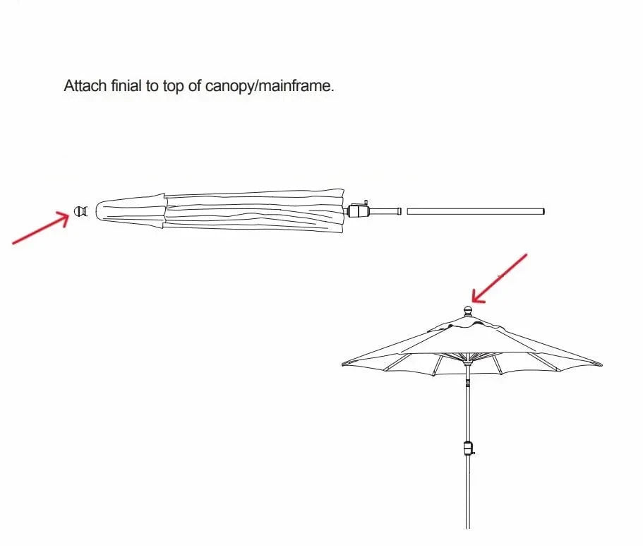 Treasure Garden Auto Tilt Market Umbrella Finial in Black