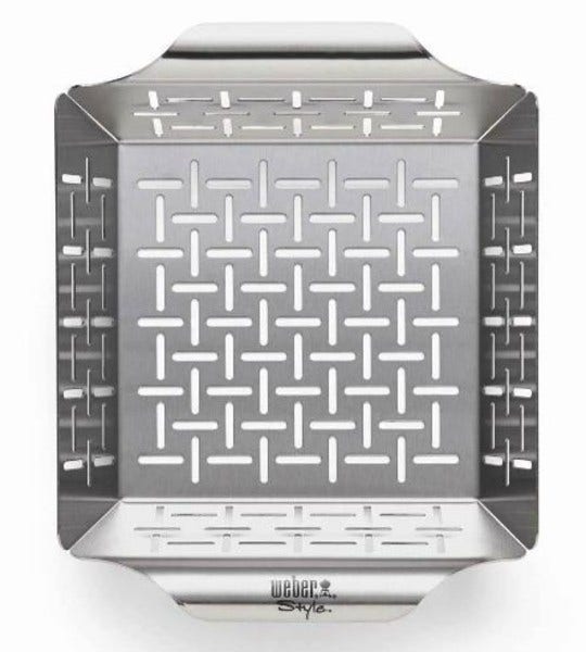 Weber Small Stainless Steel Dlx Grilling Basket Outdoor Grill Accessories 12021837