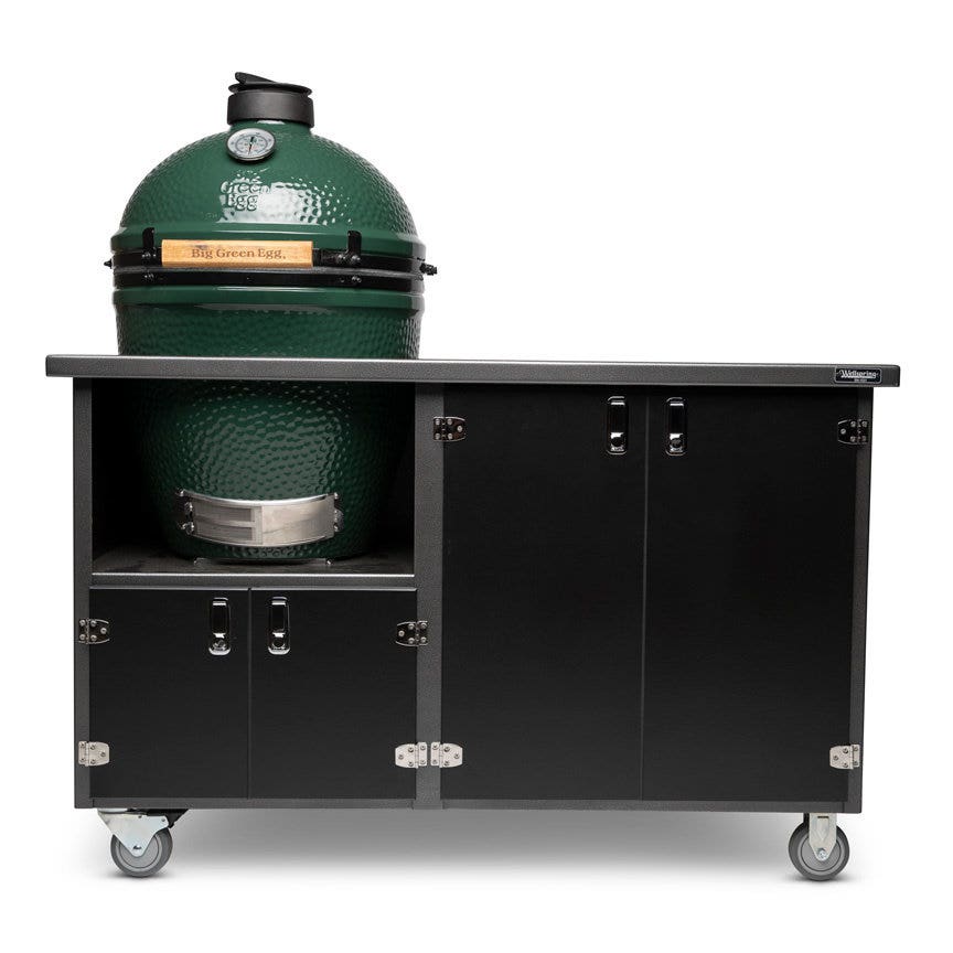Wellspring Alpha Series Grill Cabinet for Big Green Egg Large, Silver Vein Frame, Black Doors and Black Hardware Outdoor Grill Carts 12032747