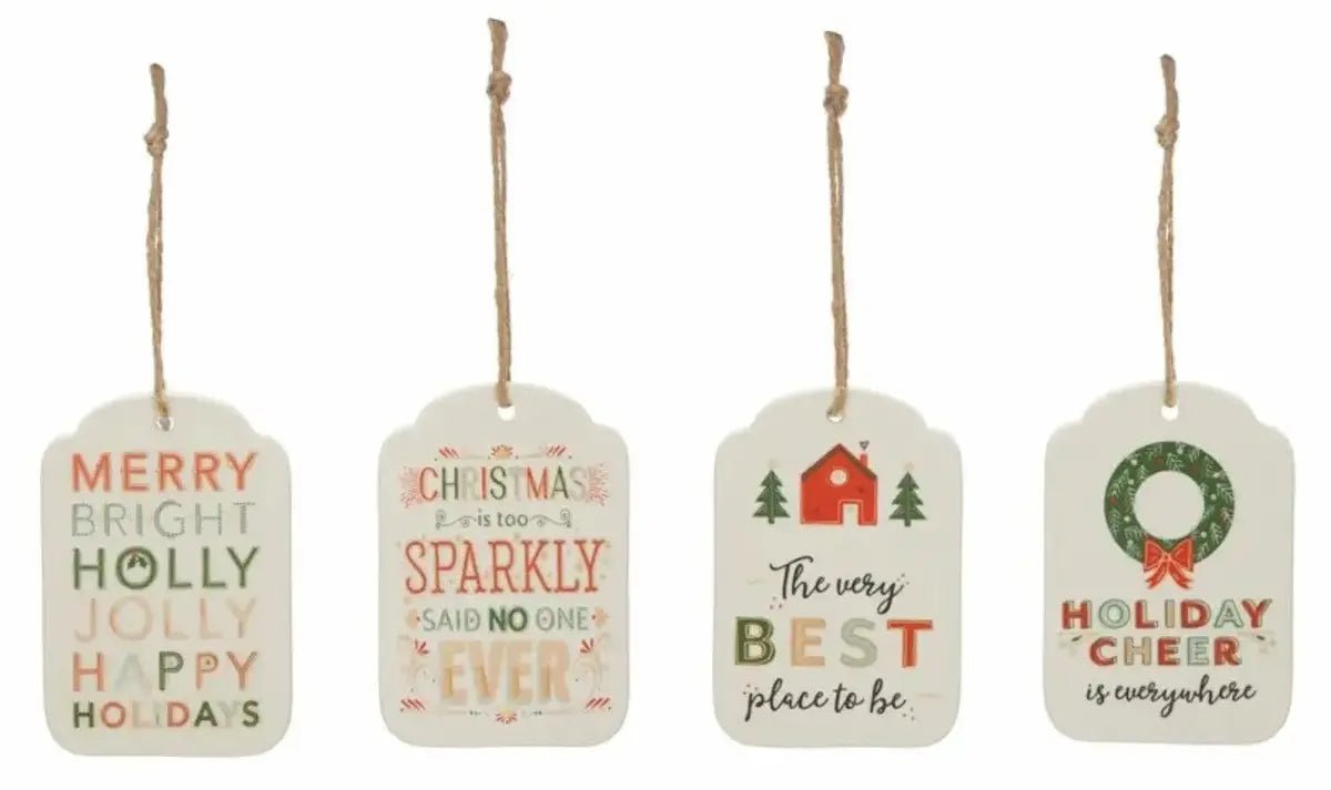 Whimsical Stoneware Tag Ornaments Holiday Ornaments