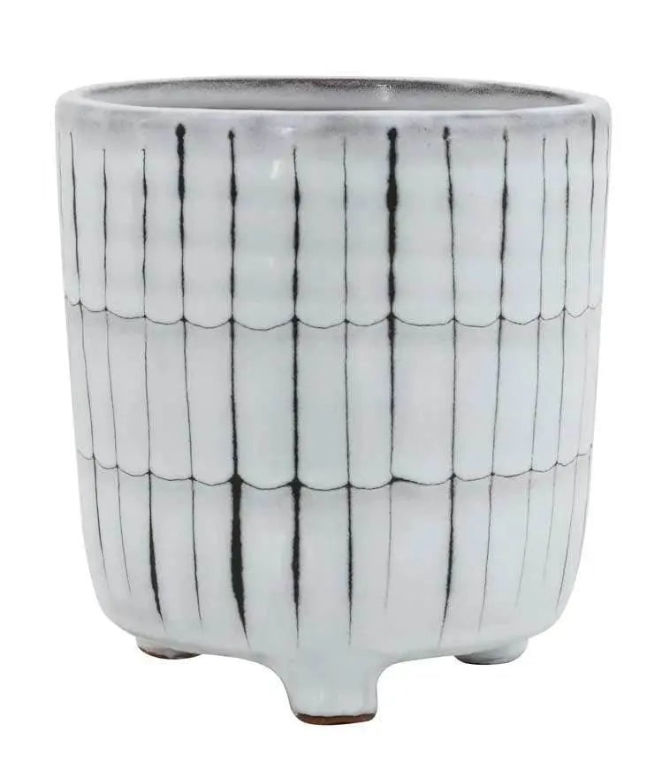 White & Black Terracotta Footed Planter Pots & Planters 12037799