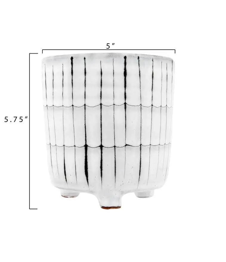 White & Black Terracotta Footed Planter Pots & Planters 12037799