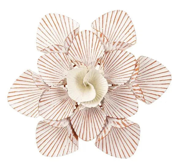 Whitewashed Terracotta Painted Metal Flower Wall Decor Decor 12045442