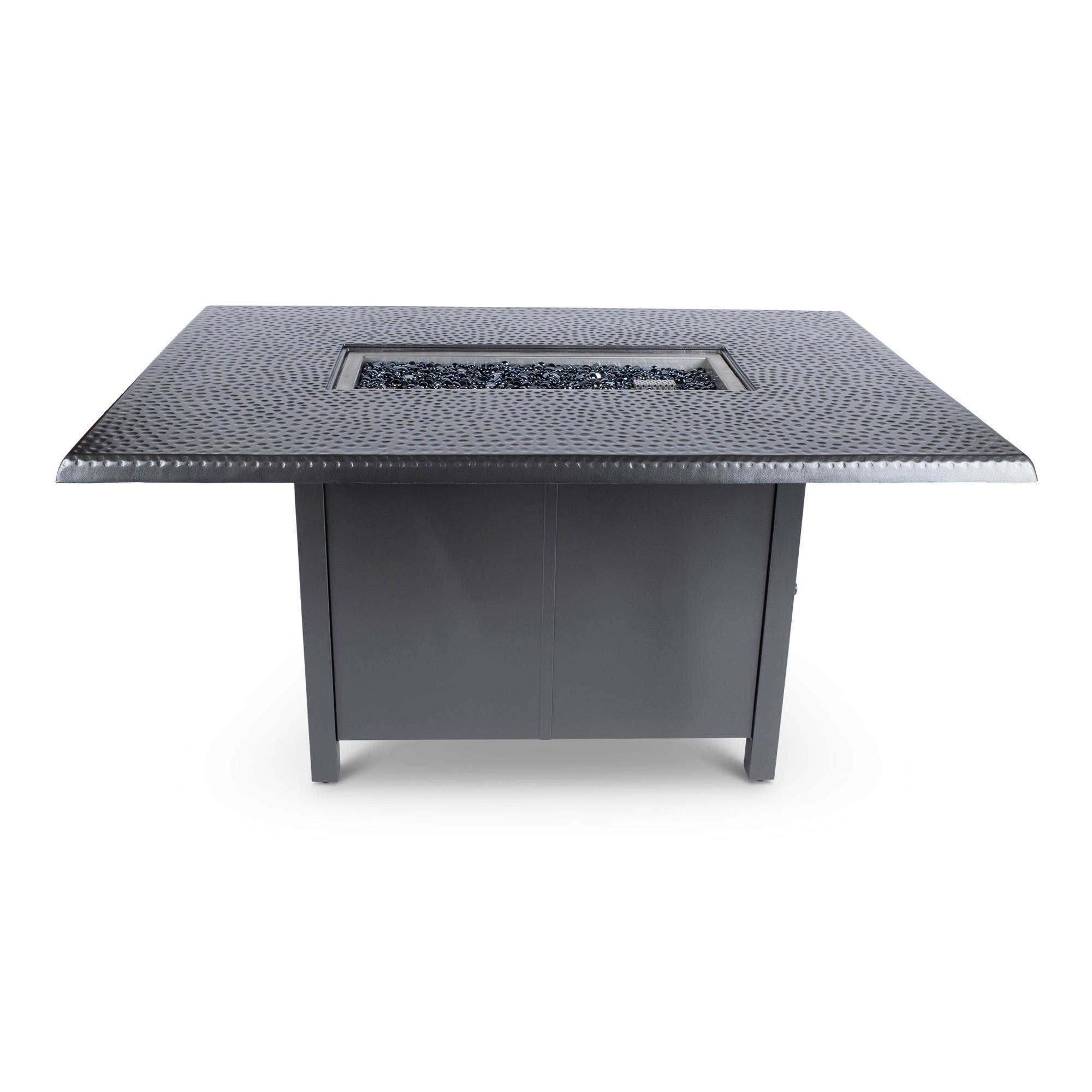Woodard 42 inch x 60 inch Dining Height Fire Table with Hammered Top in Pewter Finish 12037577